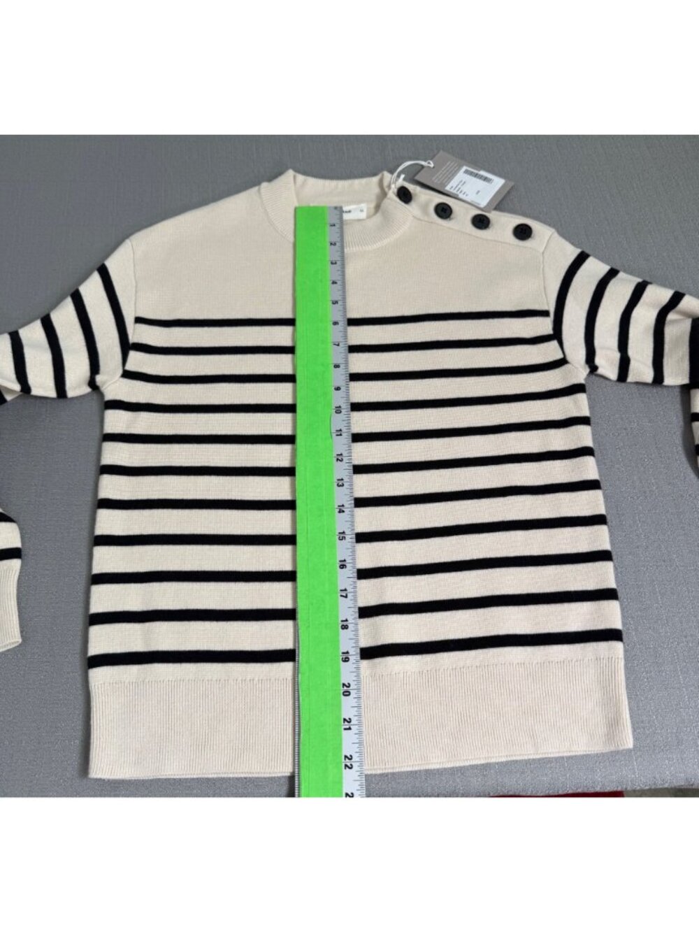 Everlane The Mariner Striped Button Shoulder Sweater Wool Cotton Preppy XS - Picture 13 of 14